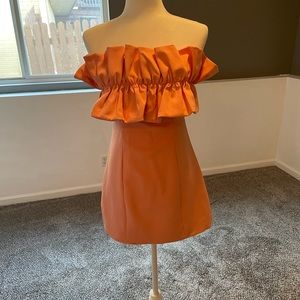 Coral strapless dress